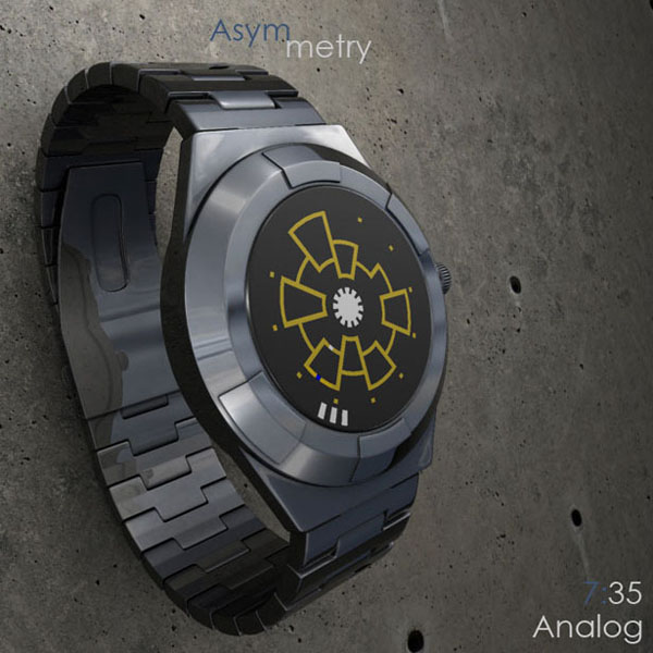 Asymmetry Analog 概念手表顯示時間7:35